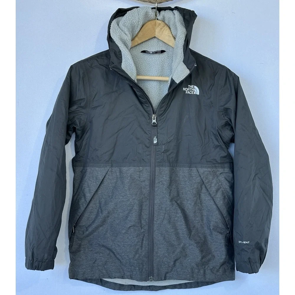 North Face Fleece Lined Jacket Hooded Boy's Size 10 / 12
